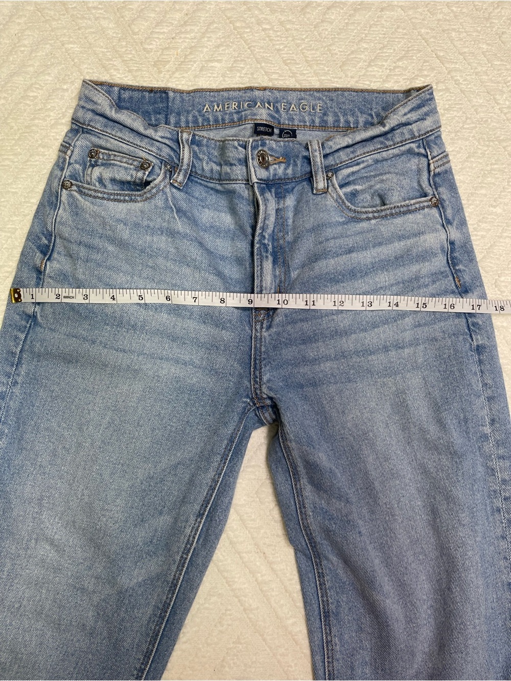 American Eagle Super High-Rise Straight Jeans Light Wash Stretch Size 0 - Picture 12 of 15